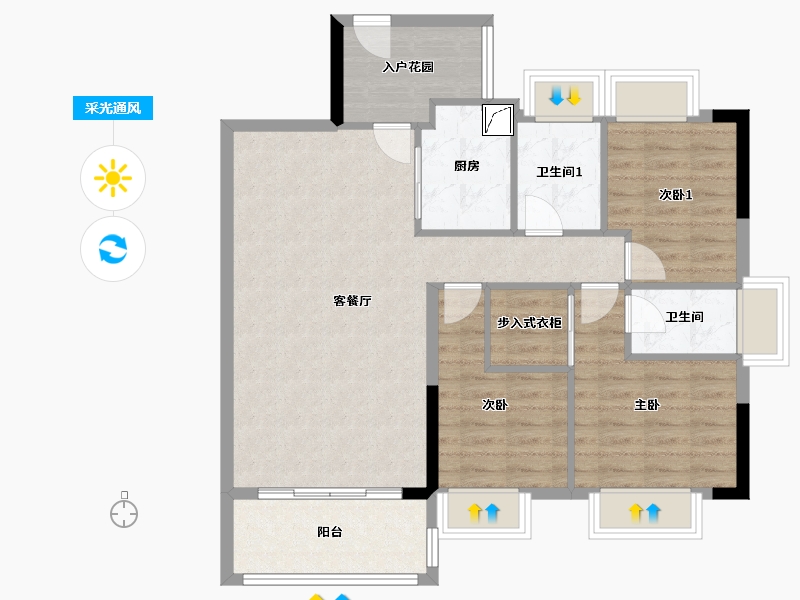 广东省-肇庆市-海缙蓝湾-98.00-户型库-采光通风