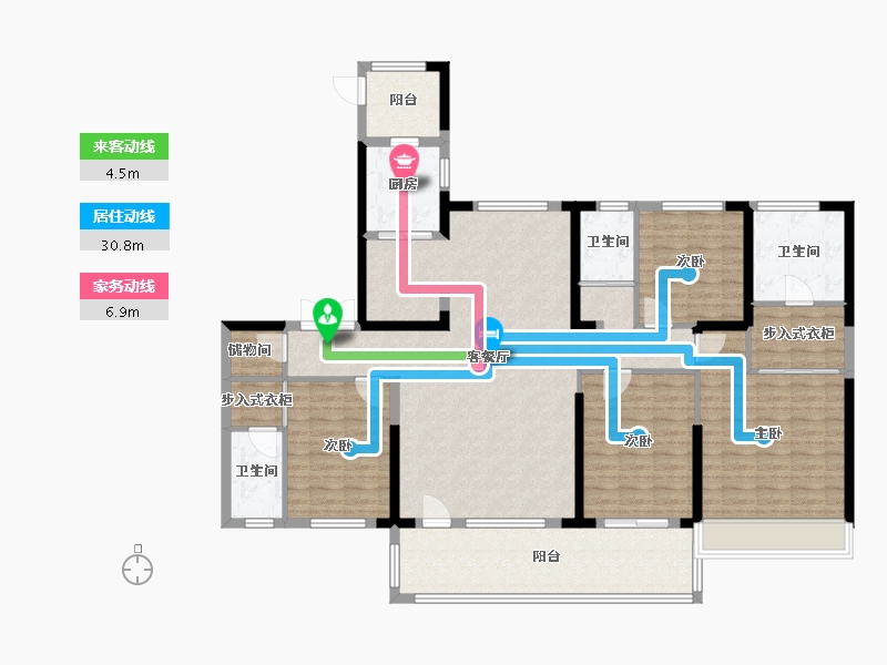 浙江省-台州市-玖樟府-146.00-户型库-动静线