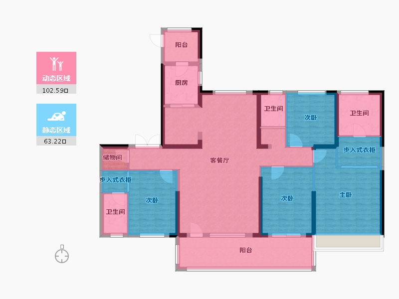 浙江省-台州市-玖樟府-146.00-户型库-动静分区