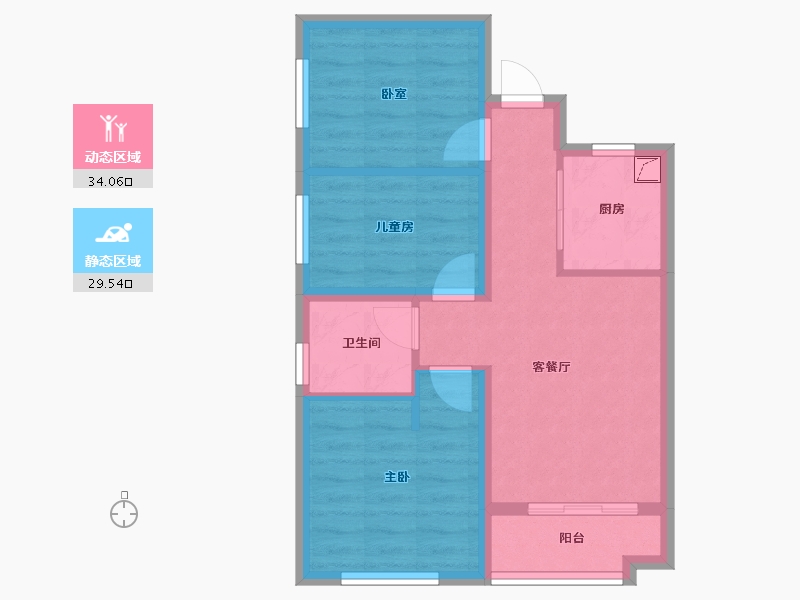 上海-上海市-徐汇区蝶山路石龙春晓-65.00-户型库-动静分区