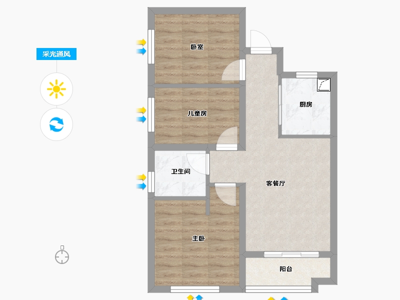 上海-上海市-徐汇区蝶山路石龙春晓-65.00-户型库-采光通风