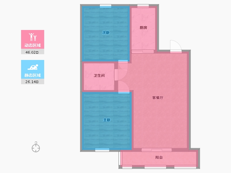 河北省-唐山市-新野上郡宁园-64.00-户型库-动静分区