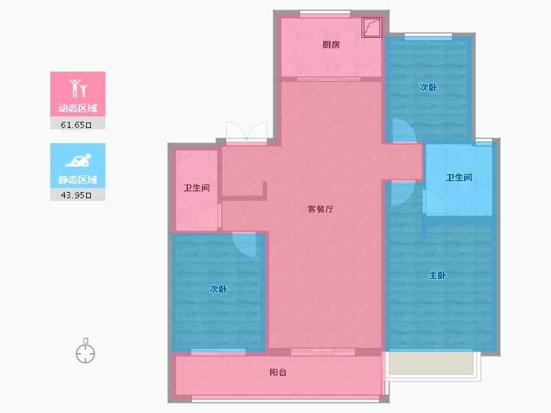 河北省-石家庄市-润德万科翡翠公园-104.00-户型库-动静分区