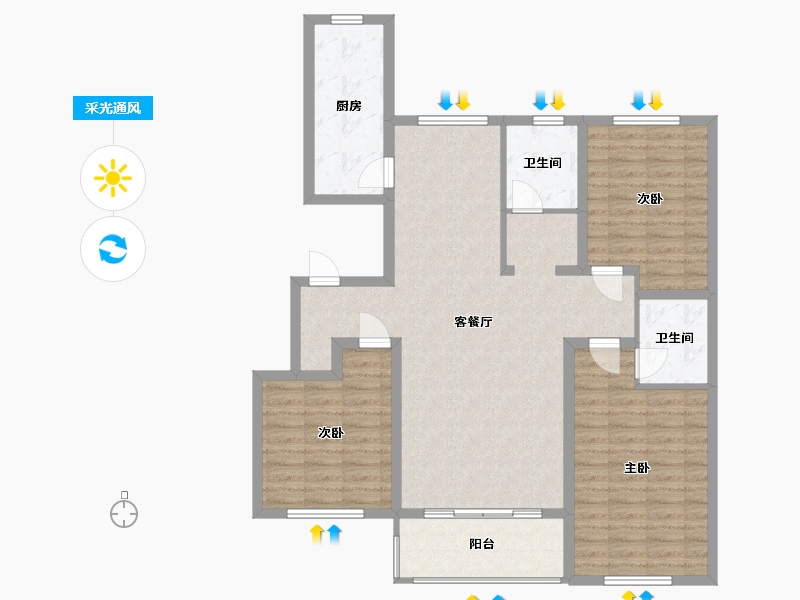 河北省-邢台市-宏屹上院-110.00-户型库-采光通风