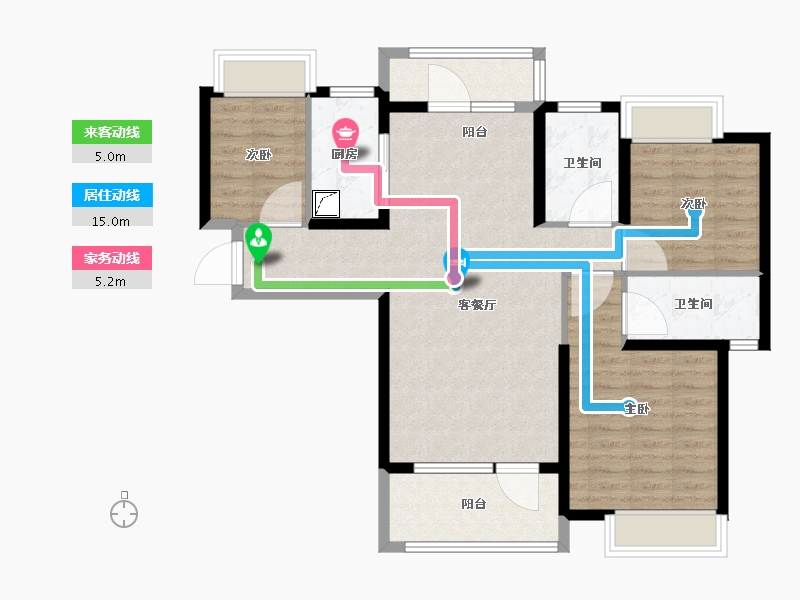 湖北省-武汉市-海伦国际-90.00-户型库-动静线