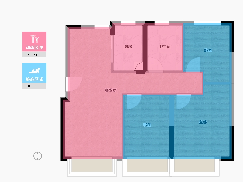 辽宁省-大连市-绿城.湖畔和庐-70.00-户型库-动静分区