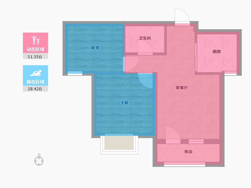 河北省-唐山市-恒大学庭-60.00-户型库-动静分区