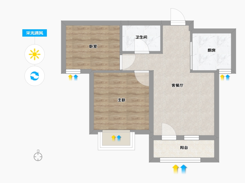 河北省-唐山市-恒大学庭-60.00-户型库-采光通风