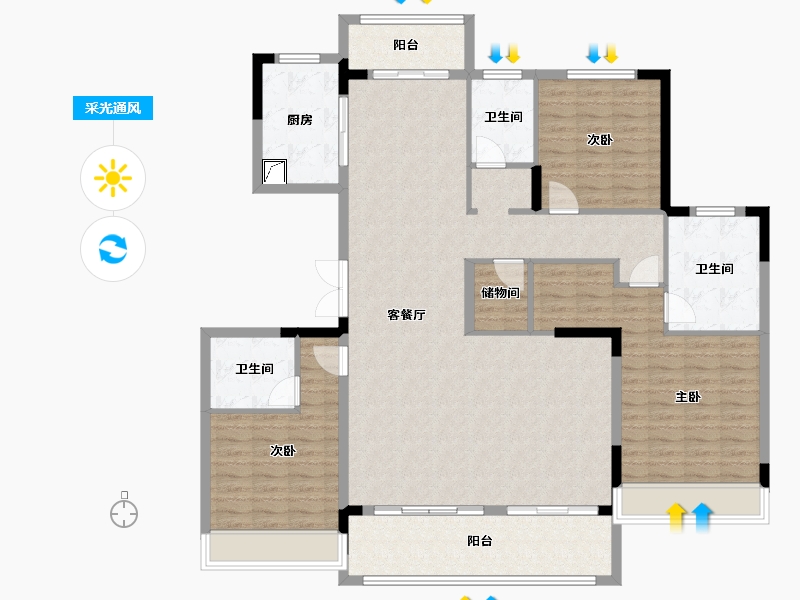 江苏省-徐州市-东方兰园-150.00-户型库-采光通风