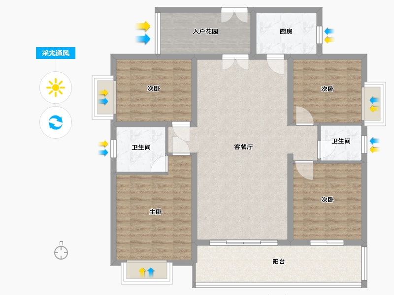 湖南省-怀化市-公园世家-134.00-户型库-采光通风