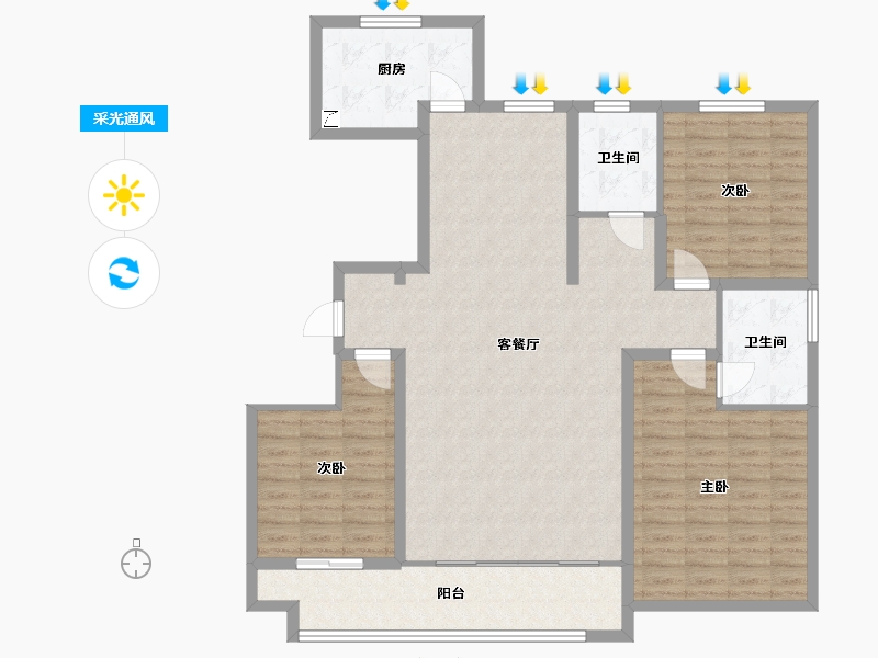 山东省-东营市-贵和府-120.00-户型库-采光通风