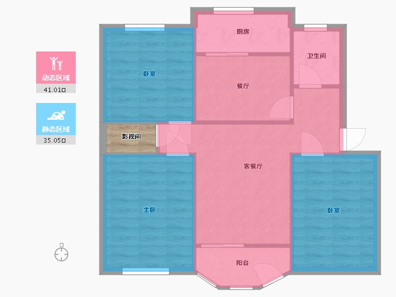 安徽省-合肥市-淝滨小区-85.00-户型库-动静分区