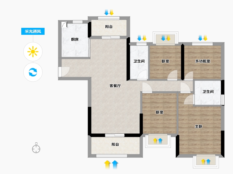 广东省-清远市-海港城新干线-91.00-户型库-采光通风