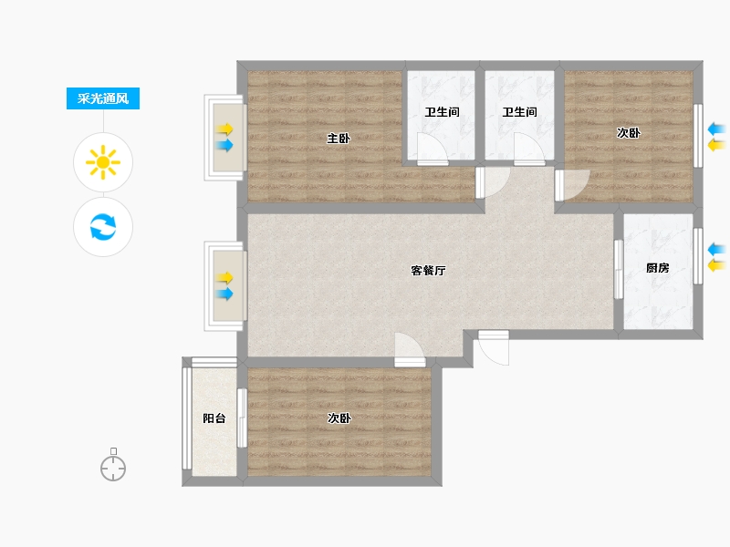 山西省-忻州市-尧阳景苑-98.00-户型库-采光通风