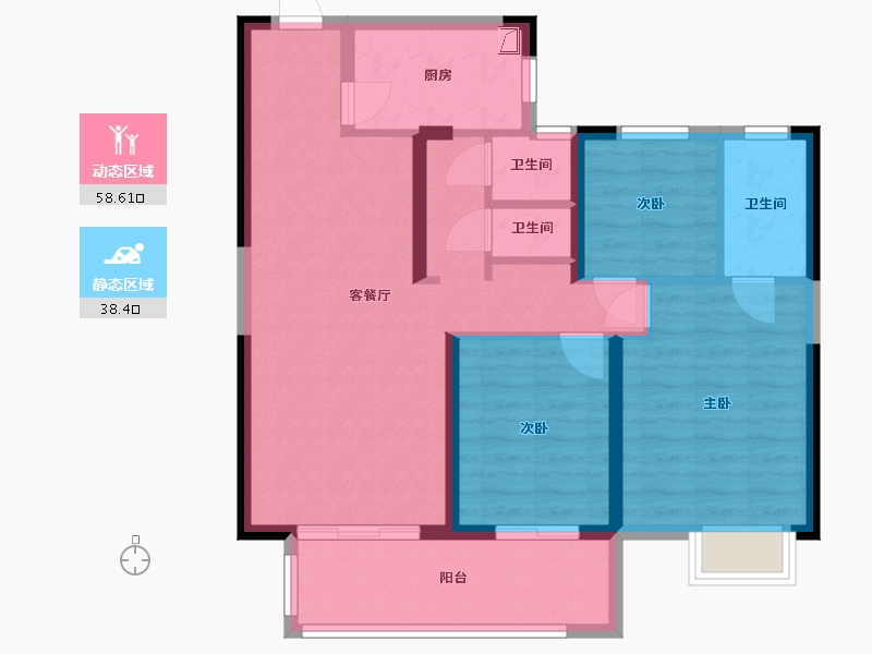 湖南省-岳阳市-福星龙庭尚府-88.12-户型库-动静分区