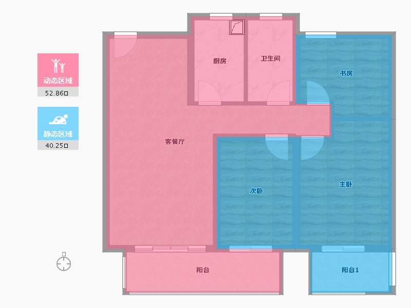 河南省-漯河市-绿城玫瑰园-83.59-户型库-动静分区