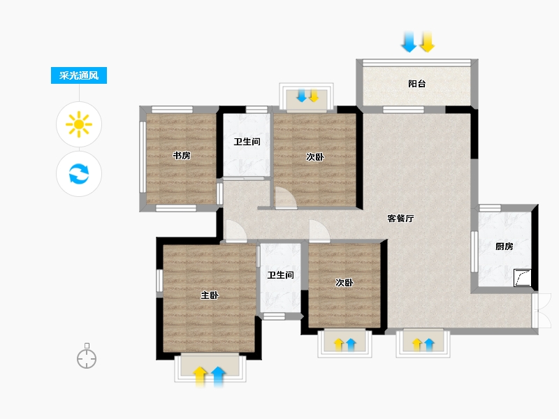 广西壮族自治区-南宁市-建工城-118.00-户型库-采光通风