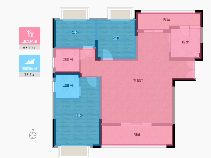 重庆-重庆市-中德时光岭-96.08-户型库-动静分区