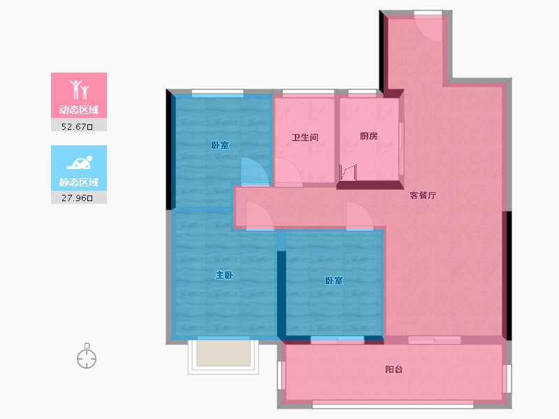 湖北省-宜昌市-金科云玺台-77.00-户型库-动静分区