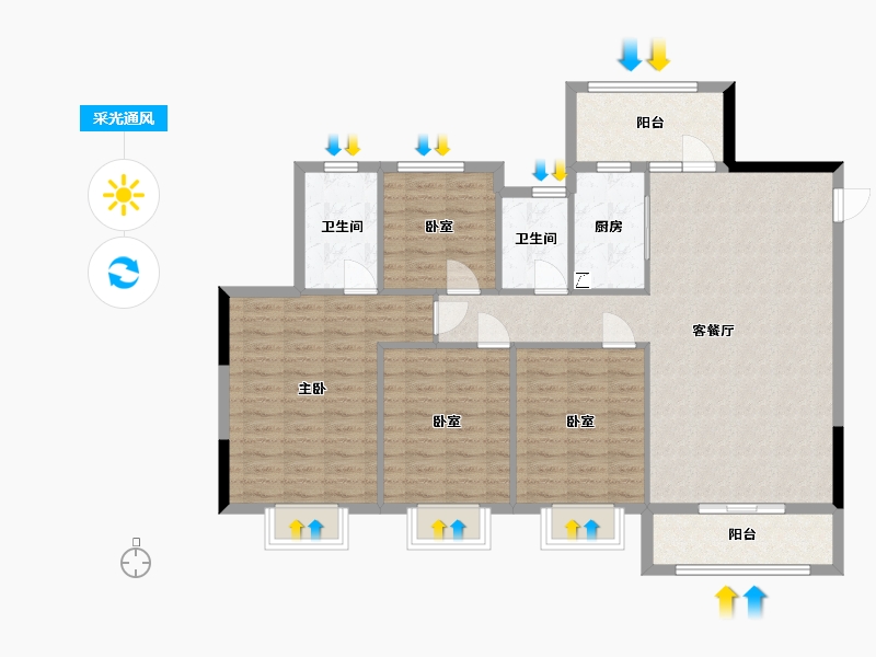 广西壮族自治区-梧州市-苍海一号-120.00-户型库-采光通风