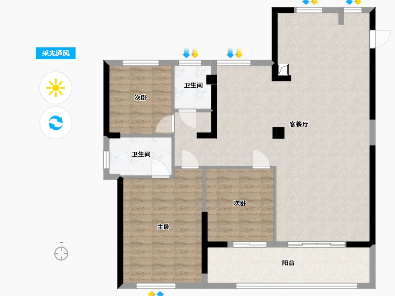 福建省-福州市-金辉优步大道-113.40-户型库-采光通风