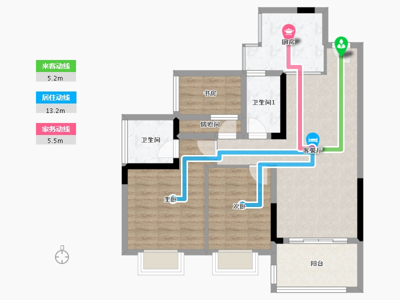 四川省-宜宾市-鸿山金域华庭-75.93-户型库-动静线