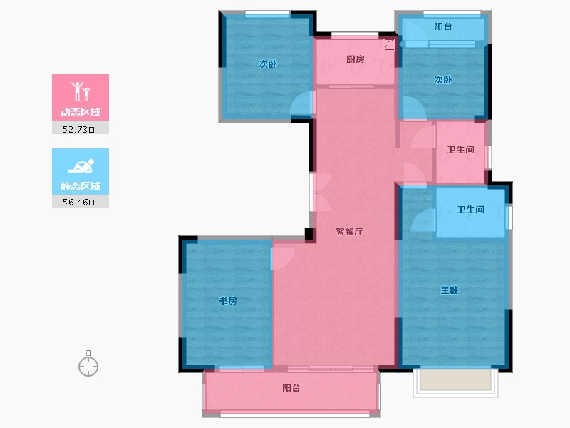 浙江省-台州市-璞悦府-104.61-户型库-动静分区