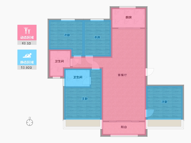 内蒙古自治区-呼和浩特市-左右城-151.00-户型库-动静分区