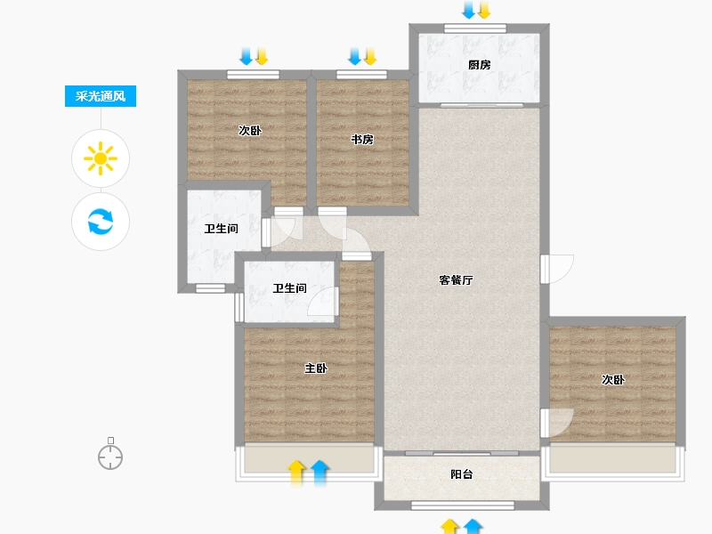 内蒙古自治区-呼和浩特市-左右城-151.00-户型库-采光通风