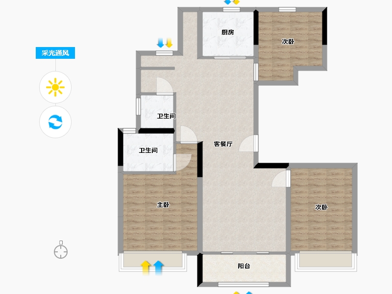 浙江省-湖州市-市心府-113.00-户型库-采光通风