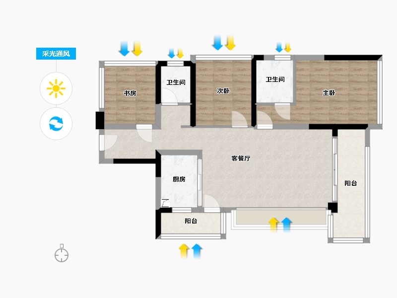 四川省-绵阳市-领地观江府-95.00-户型库-采光通风