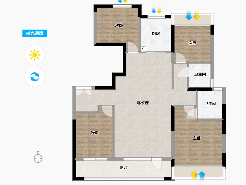 宁夏回族自治区-银川市-汇融风华-111.70-户型库-采光通风