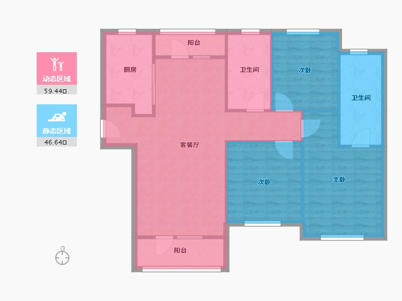 辽宁省-大连市-华发新城-104.10-户型库-动静分区