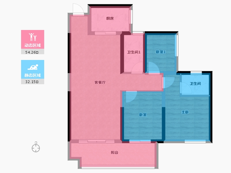 广西壮族自治区-梧州市-彰泰玫瑰园-81.00-户型库-动静分区