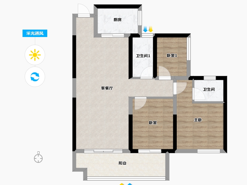 广西壮族自治区-梧州市-彰泰玫瑰园-81.00-户型库-采光通风