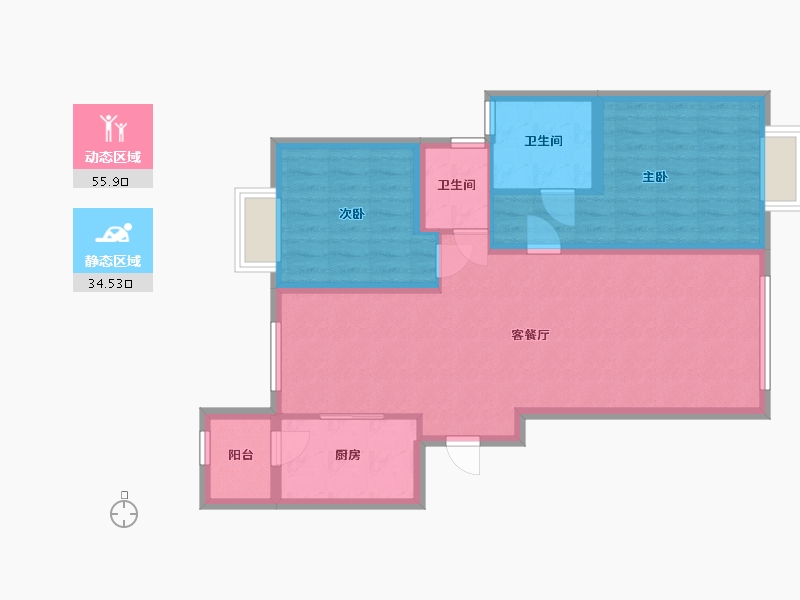 北京-北京市-璟公阁-80.00-户型库-动静分区