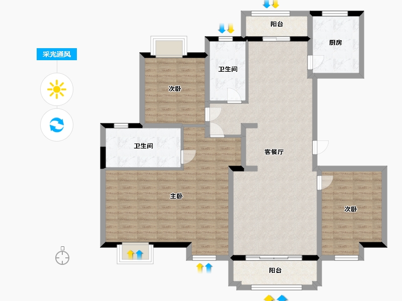 江苏省-苏州市-裕沁庭-120.00-户型库-采光通风