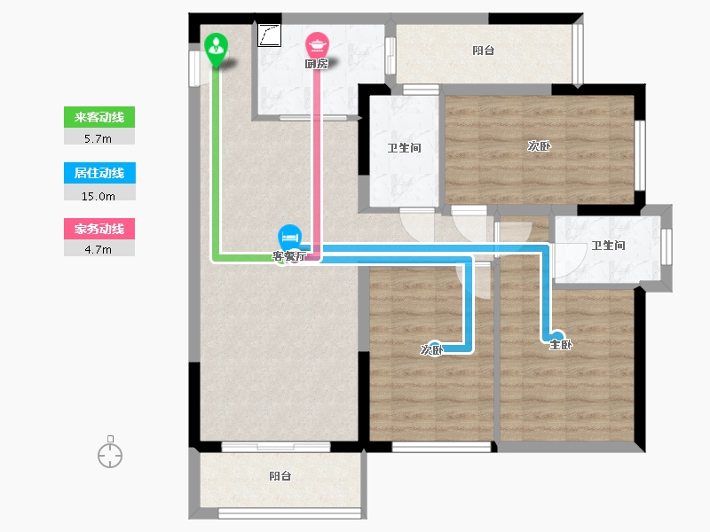 湖南省-长沙市-万科魅力之城-91.00-户型库-动静线