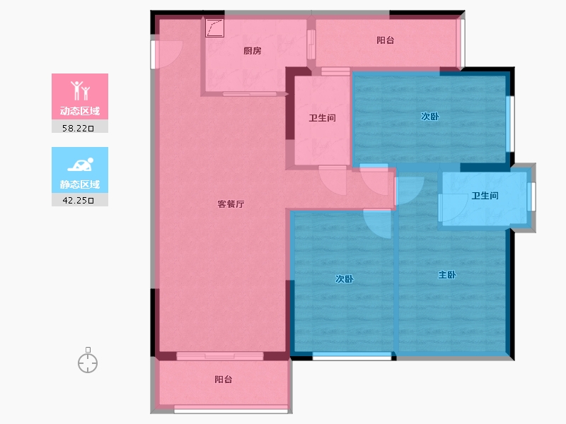 湖南省-长沙市-万科魅力之城-91.00-户型库-动静分区