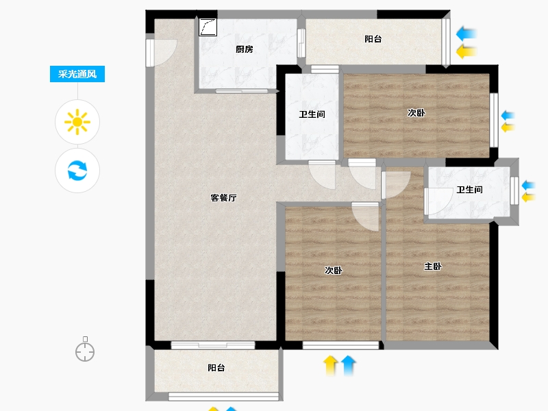 湖南省-长沙市-万科魅力之城-91.00-户型库-采光通风