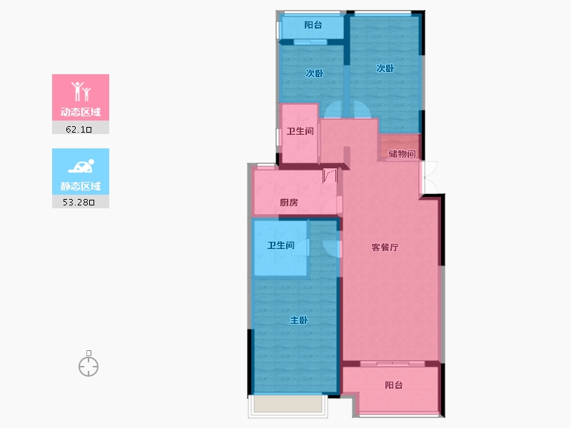 江苏省-苏州市-湖畔现代城-103.00-户型库-动静分区