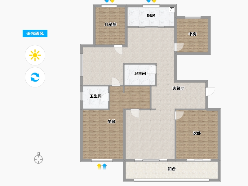 山西省-太原市-旭赢新区-170.00-户型库-采光通风