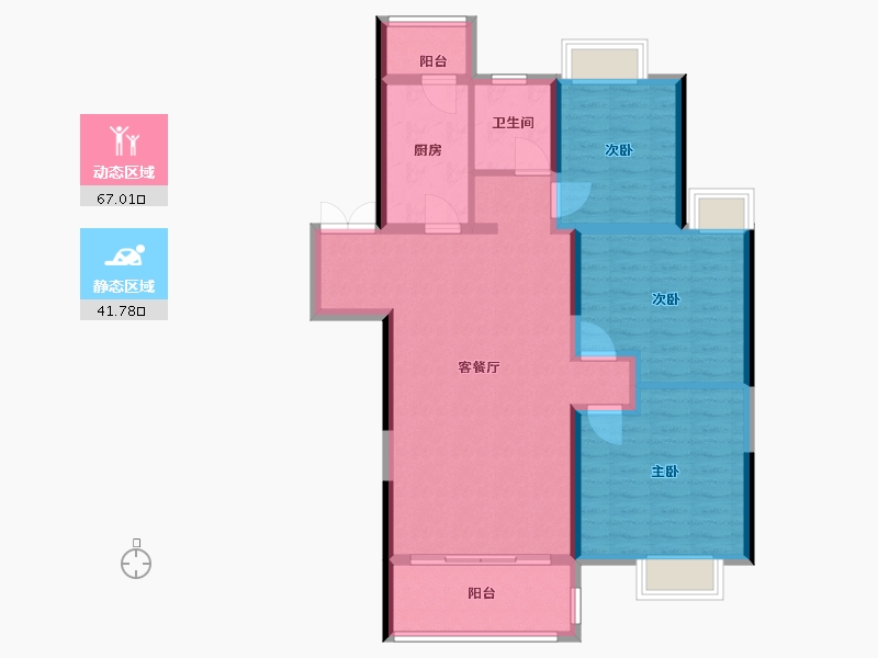 江苏省-淮安市-钱隆御景-98.00-户型库-动静分区