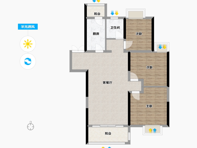 江苏省-淮安市-钱隆御景-98.00-户型库-采光通风