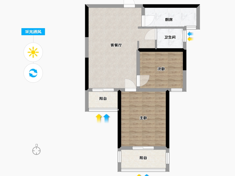 湖北省-武汉市-美联城观-63.00-户型库-采光通风