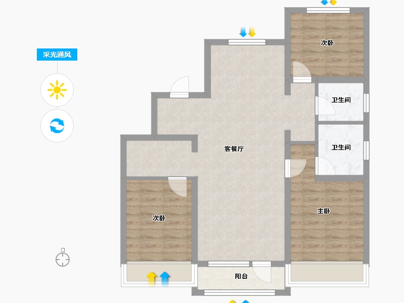 吉林省-长春市-慧谷新城-99.82-户型库-采光通风