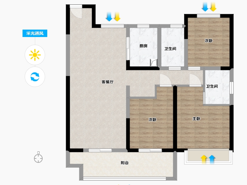 河南省-许昌市-新城金樾府-103.00-户型库-采光通风