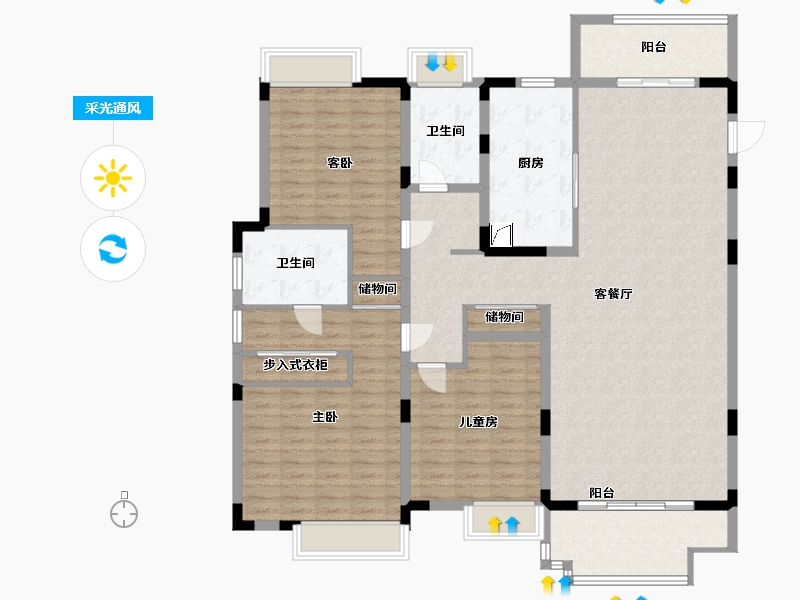 江苏省-苏州市-裕沁庭-160.00-户型库-采光通风