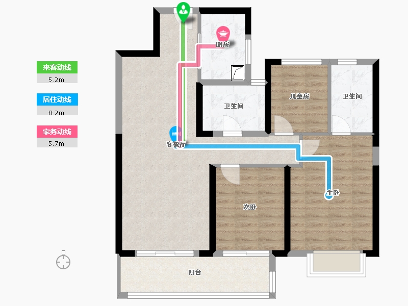 湖北省-武汉市-融创公园壹号-90.00-户型库-动静线