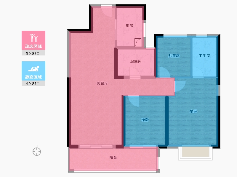 湖北省-武汉市-融创公园壹号-90.00-户型库-动静分区